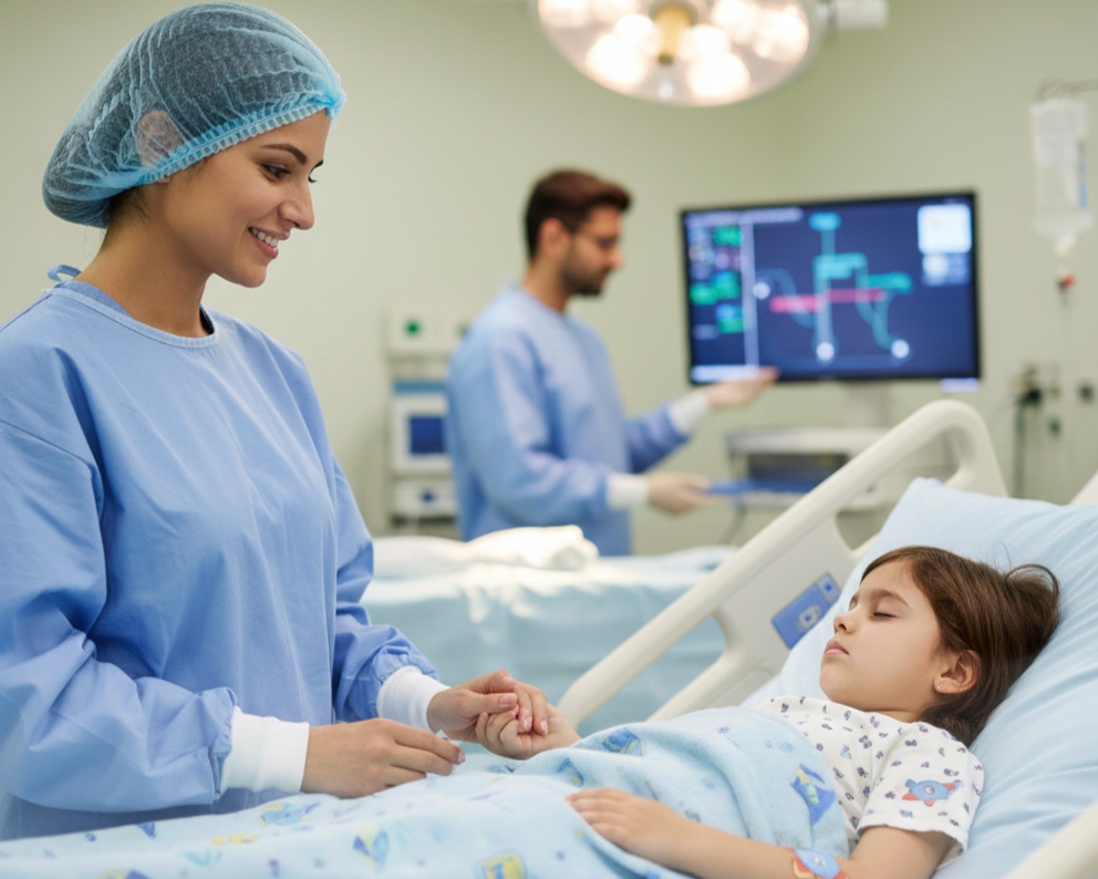 Pediatric surgeon in operation theatre